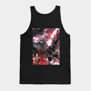 Planet Fall Abstract in Black White Red Gold Tank Top